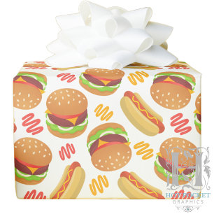Cadeau Papier d'emballage Hamburgers et Hot Dogs