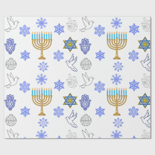 Cadeau Papier d'emballage Hanukkah Menorah