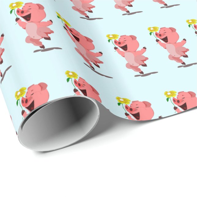 Cadeau Papier d'emballage Happy Piggy (Coin rond)