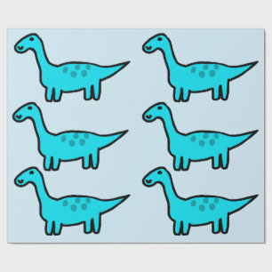 Cadeau Papier d'emballage Herbert le dinosaure bleu