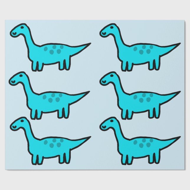 Cadeau Papier d'emballage Herbert le dinosaure bleu (Plat)