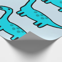 Papier d'emballage Herbert le dinosaure bleu