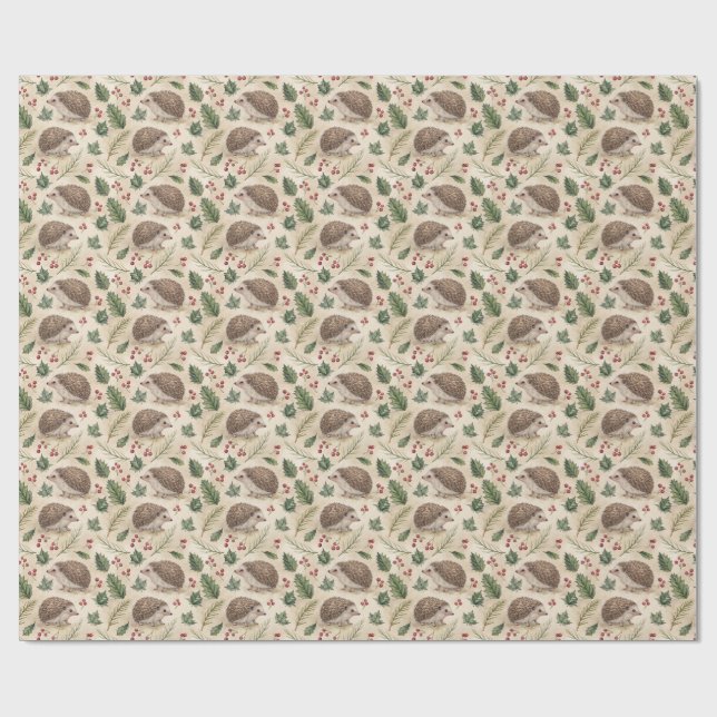 Cadeau Papier d'emballage Hérisson Aquarelle (Plat)
