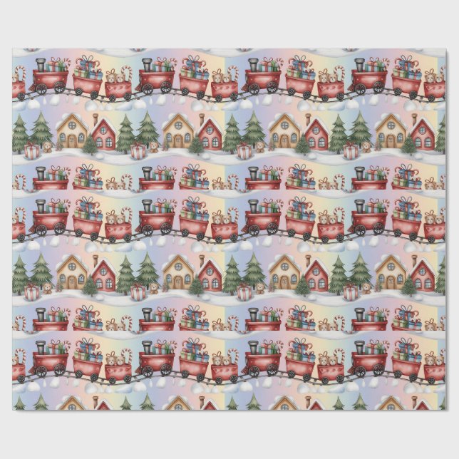 Cadeau Papier d'emballage Holiday Express – Village de No (Plat)