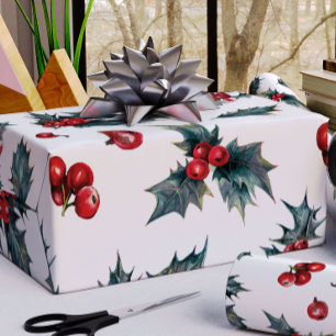 Cadeau Papier d'emballage Houx de Noël