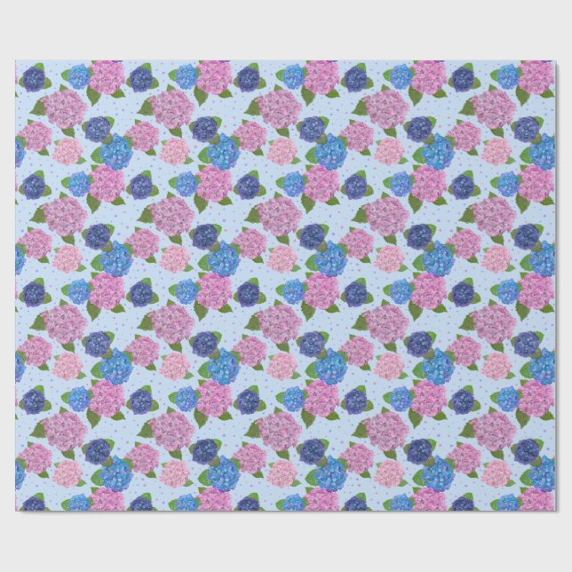 Cadeau Papier d'emballage Hydrangeas aquarelle (Plat)