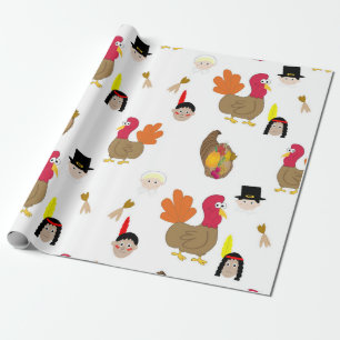 Cadeau Papier d'emballage illustré par thanksgiving