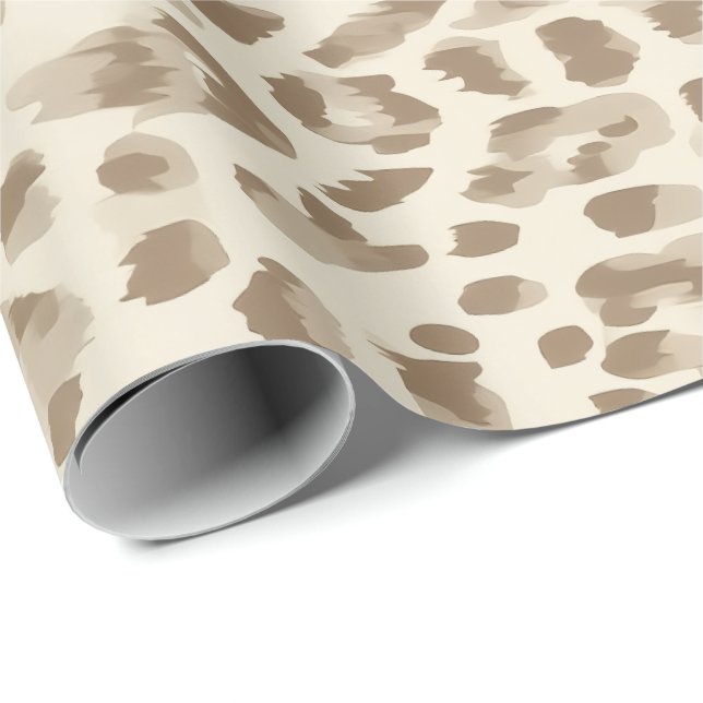 Cadeau Papier d'emballage imprimé guépard beige (Coin rond)