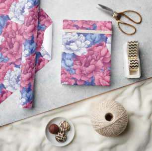 Cadeau Papier d'emballage imprimé pivoines de nature Edgy