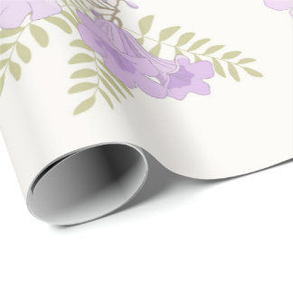 Cadeau Papier d'emballage Jacaranda Fleurs Mauves Pastel