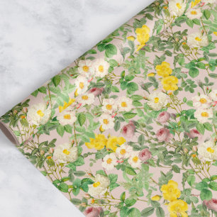 Cadeau Papier d'emballage Jardin de Roses Vintage en rose
