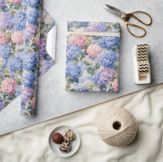 Cadeau Papier d'emballage Jardin d'Hortensias