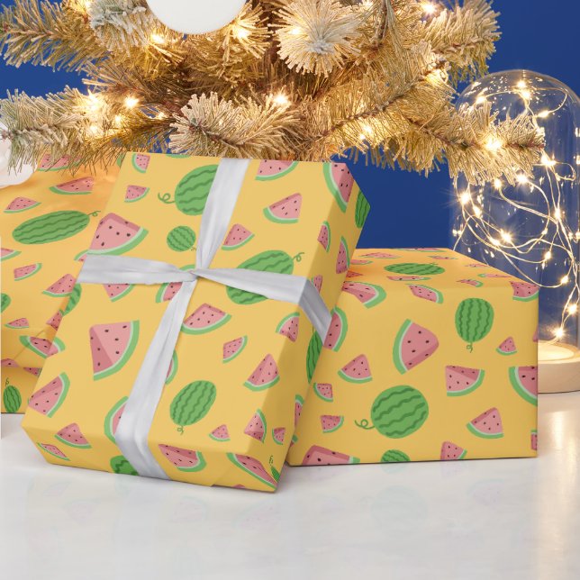 Cadeau Papier d'emballage jaune Pastèque Mignon (Vacances)