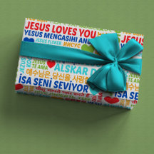Papier d'emballage Jésus Vous Aime Langues