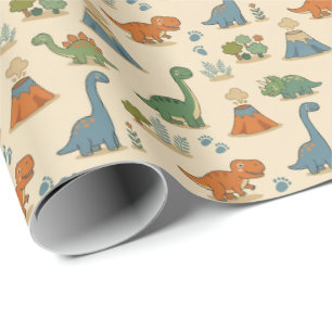 Cadeau Papier d'emballage joli dinosaure