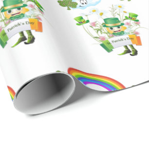 Cadeau Papier d'emballage jour de la Saint-Patrick arc-en