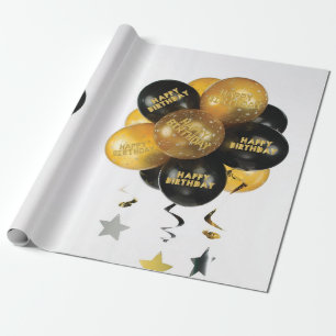 Cadeau Papier d'emballage Joyeux Anniversaire Ballons Noi