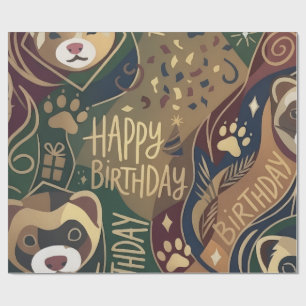 Cadeau Papier d'emballage Joyeux Anniversaire Furet