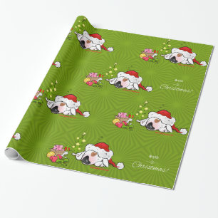 Cadeau Papier d'emballage "Joyeux Noël " de bull-terrier