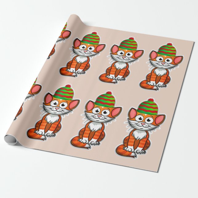 Cadeau papier d'emballage kitty de noël (Déroulé)