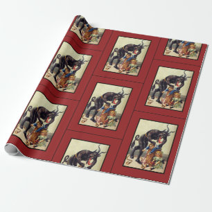 Cadeau Papier d'emballage Krampus rouge