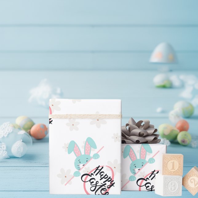 Cadeau Papier d'emballage Lapin Bleu de Pâques (Créateur téléchargé)