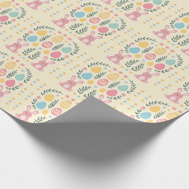 Cadeau Papier d'emballage Lapin de Pâques rustique et cou (Coin)