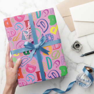 Cadeau Papier d'emballage Lettre de l'alphabet D - Rose