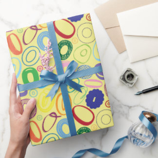 Cadeau Papier d'emballage Lettre de l'alphabet O - Jaune