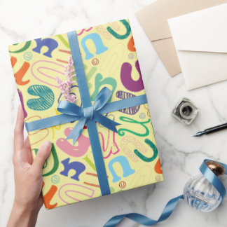 Cadeau Papier d'emballage Lettre de l'alphabet U - Jaune