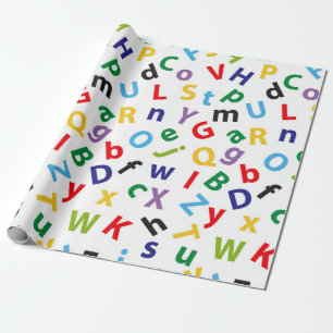 Cadeau Papier d'emballage Lettres de l'alphabet en couleu