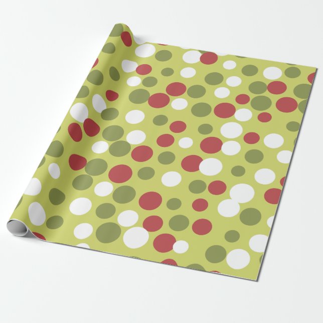 Cadeau Papier d'emballage Lime Christmas Dots (Déroulé)