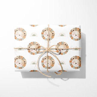 Cadeau Papier d'emballage Lion Mignon Animal Bébé Neutre