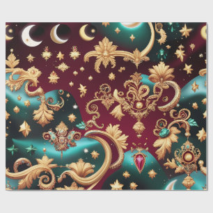 Cadeau Papier d'emballage – Lune céleste rouge cramoisi d
