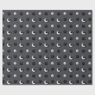 Cadeau Papier d'emballage Lune Grise Loup-Garou