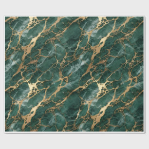 Cadeau Papier d'emballage luxueux émeraude vert et marbre