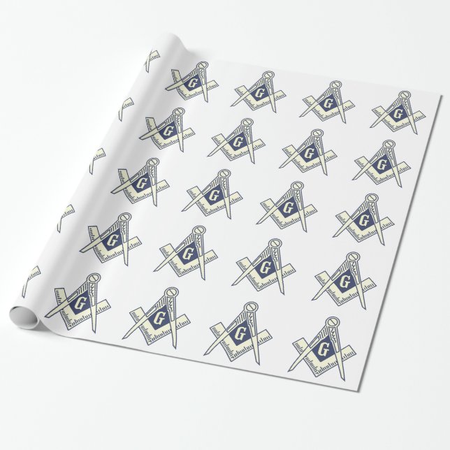 Cadeau Papier d'emballage maçonnique blanc (Déroulé)