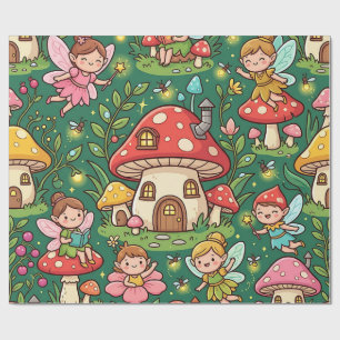 Cadeau Papier d'emballage Maison Champignon Fée
