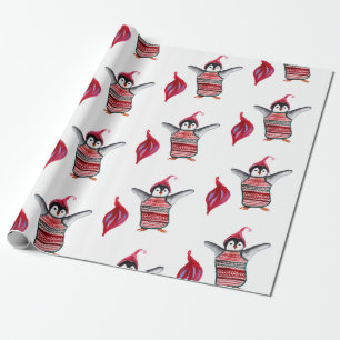 Cadeau Papier d'emballage Manchots Oiseaux