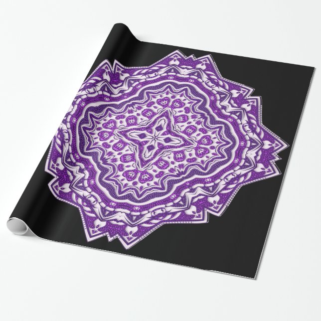 Cadeau papier d'emballage mandala violet (Déroulé)