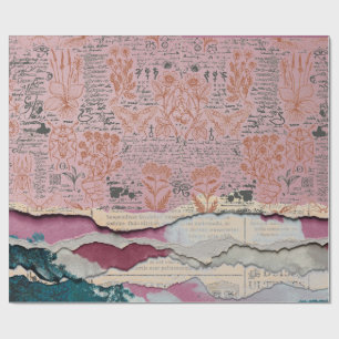 Cadeau papier d'emballage manuscrit botanique