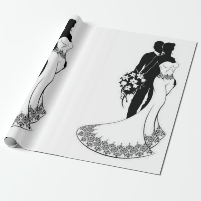 Cadeau Papier d'emballage mariage blanc et noir (Déroulé)