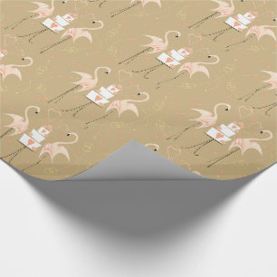 Cadeau Papier d'emballage Mariage Flamant rose