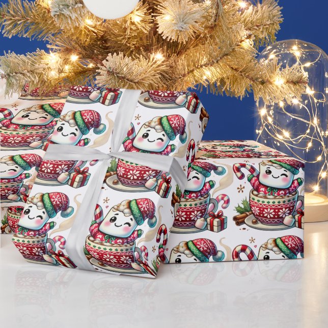 Cadeau Papier d'emballage Marshmallow Câlin au Cacao (Vacances)