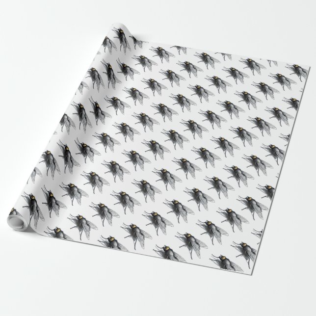 Cadeau Papier d'emballage mat blanc Fly Buddy (Déroulé)