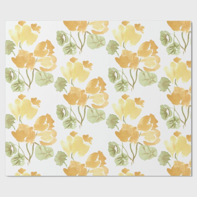 Cadeau Papier d'emballage mat Bloom jaune (Plat)