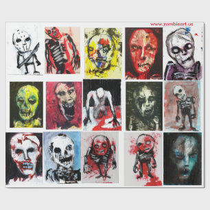 Cadeau Papier d'emballage mat d'art de zombi, 30" x 6'