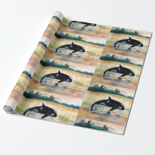 Cadeau Papier d'emballage mat de baleine sauvage, 30 dans
