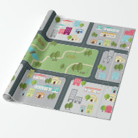 Papier d'emballage mat de carte de route de rue