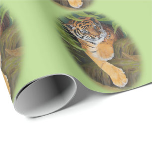 Cadeau Papier d'emballage mat de CUB de tigre, 30" x 6'